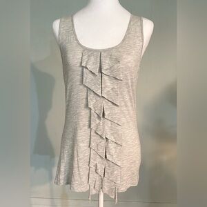 Cremieux, Heather Gray Folded Ruffle Tank Top, Size M
